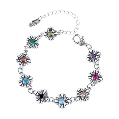 Vintage Zirconia Daisy Flowers Bracelets 100100061