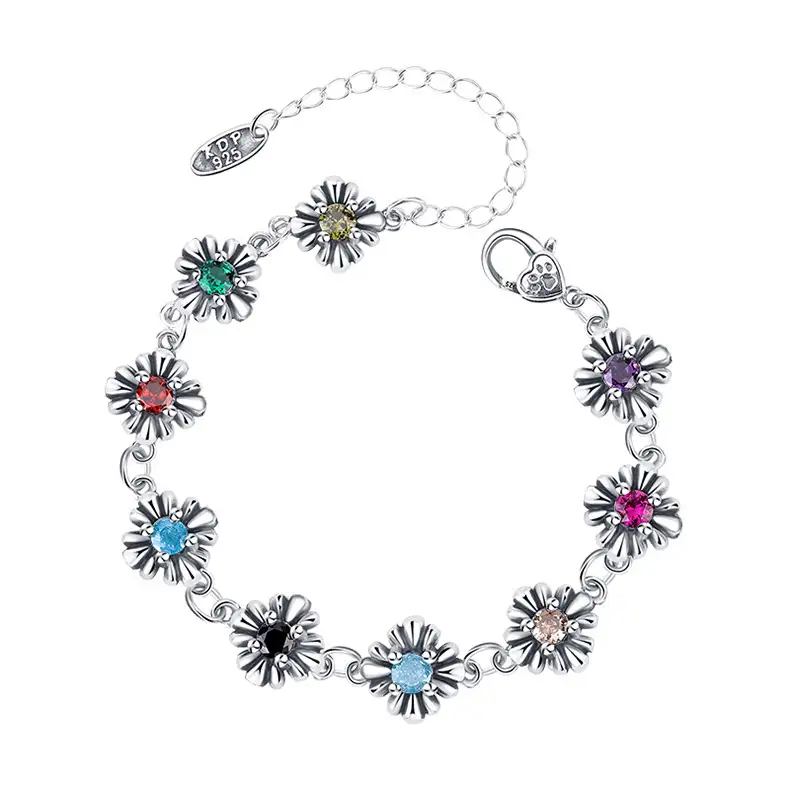 Vintage Zirconia Daisy Flowers Bracelets 100100061