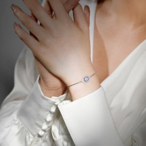 Blue Eye Zirconia Chain Bracelet 100100078