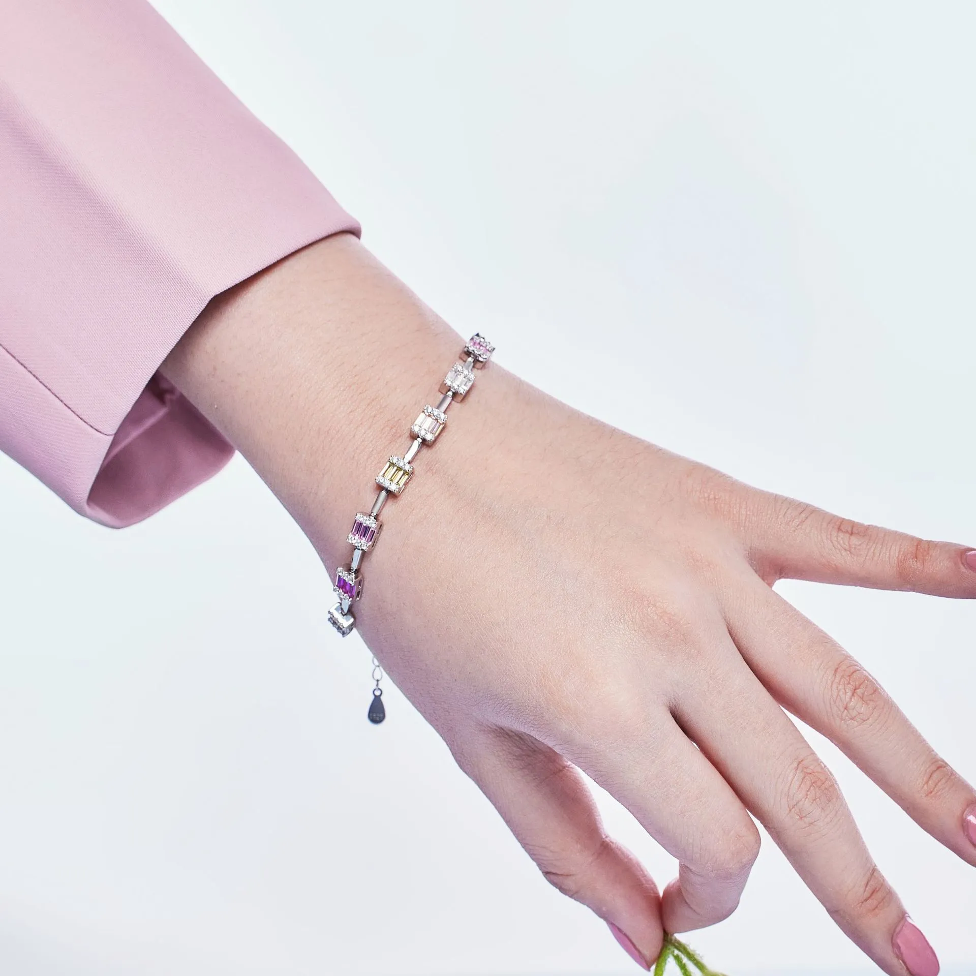 Luxury Rainbow Zirconia Tennis Chain Bracelet 100100080 - image1