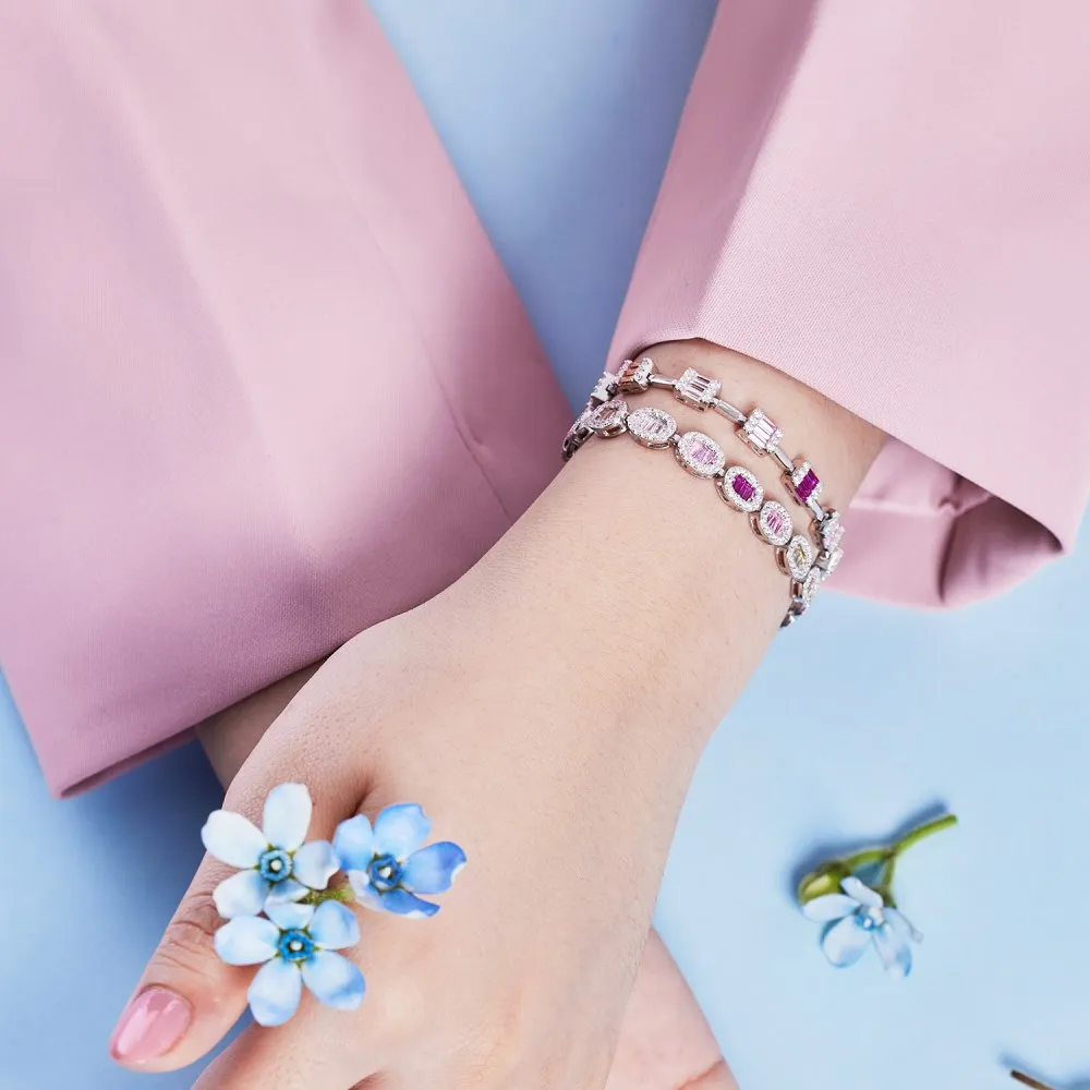 Luxury Rainbow Zirconia Tennis Chain Bracelet 100100080 - image2