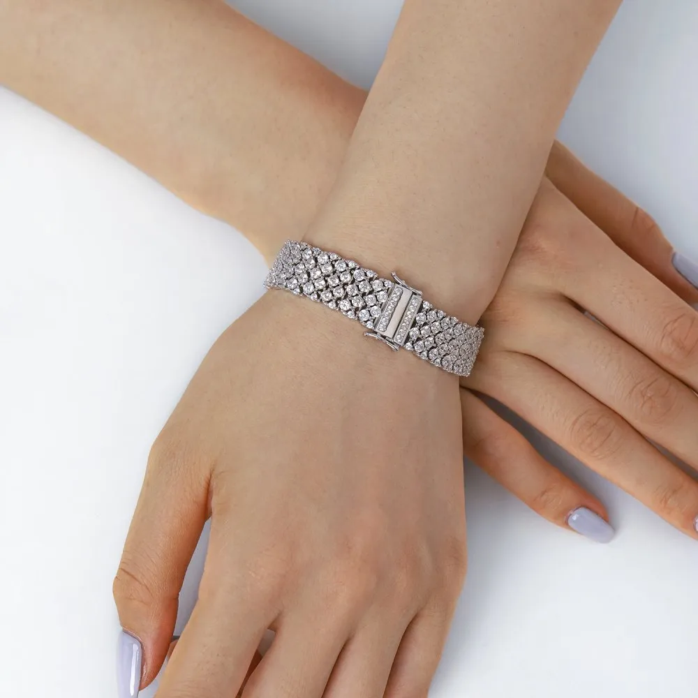 Luxury Full 5A Zirconia Wide Tennis Chain Bracelet 100100082 - image1