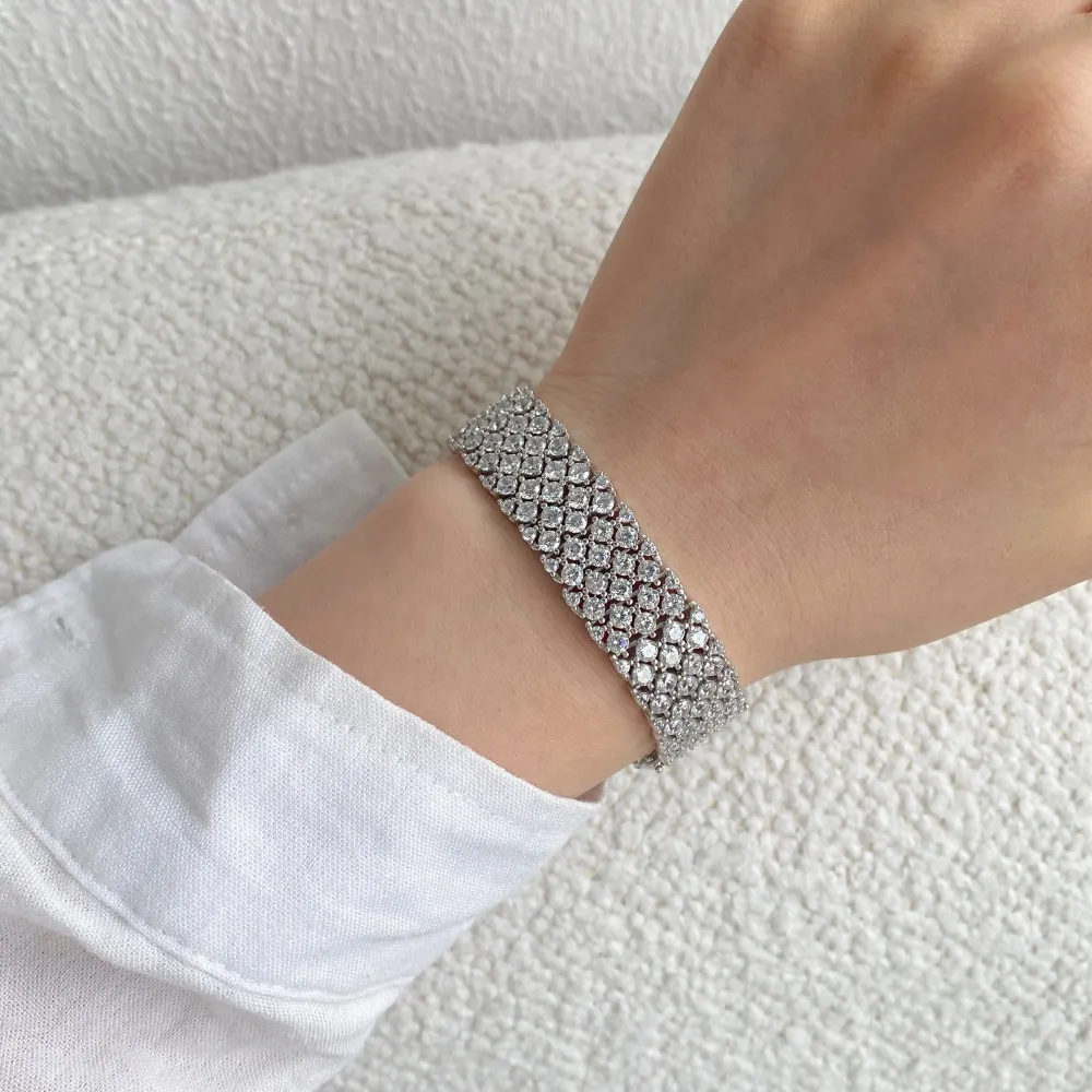 Luxury Full 5A Zirconia Wide Tennis Chain Bracelet 100100082 - image2