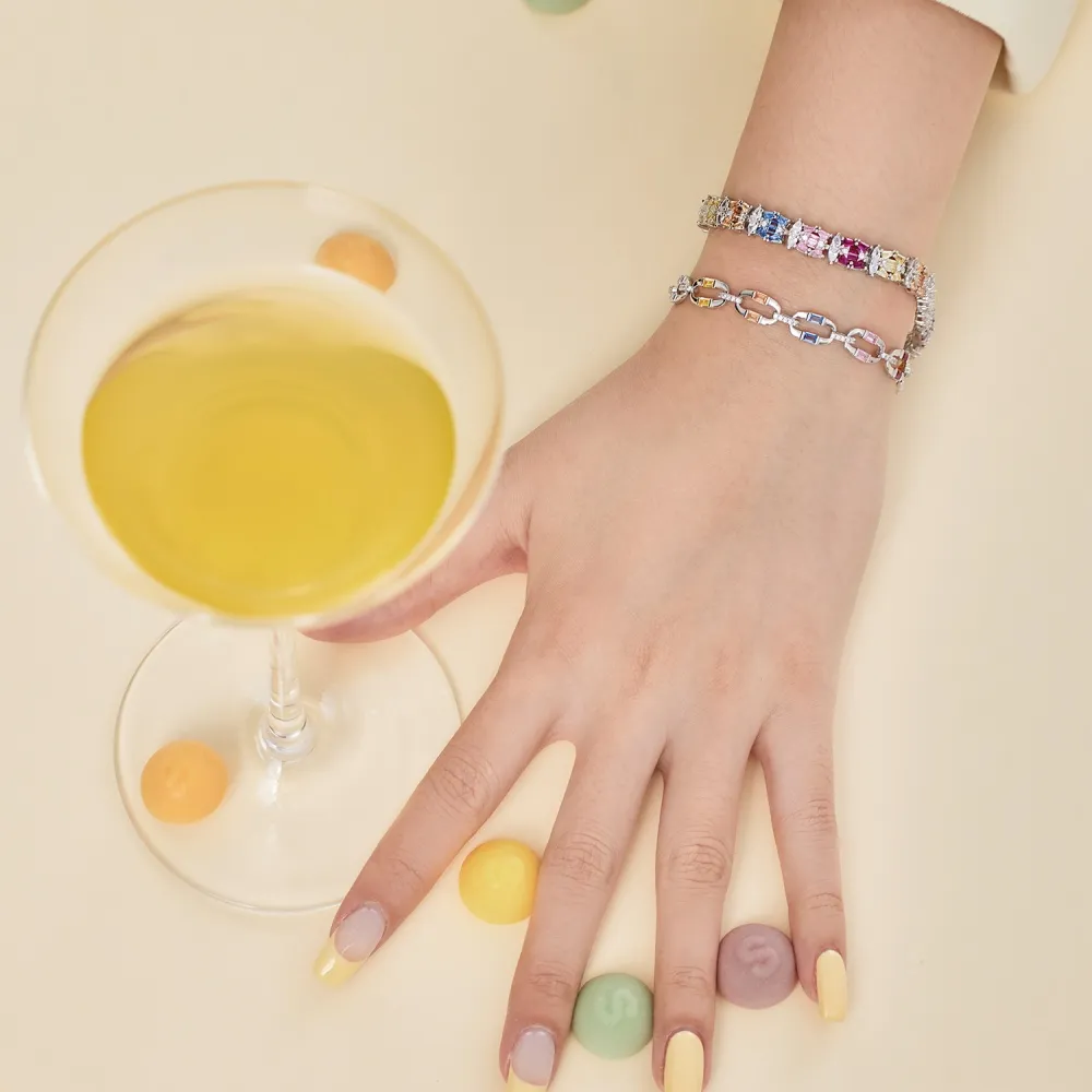 Luxury Rainbow Zirconia Tennis Chain Bracelet 100100084 - image1