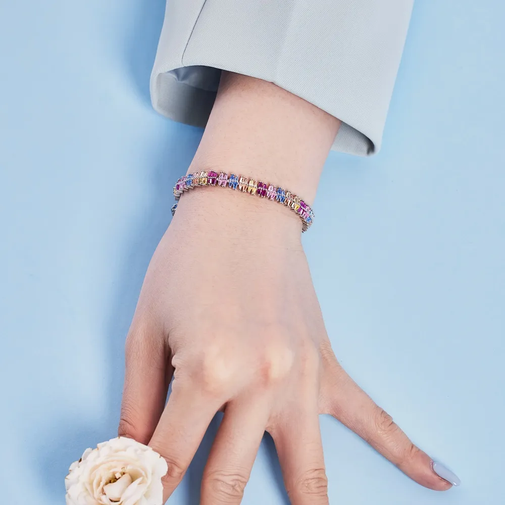 Luxury Rainbow Marquise Zirconia Tennis Chain Bracelet 100100085 - image1