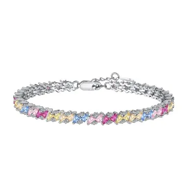 Luxury Rainbow Trapezoid Zirconia Tennis Chain Bracelet 100100086