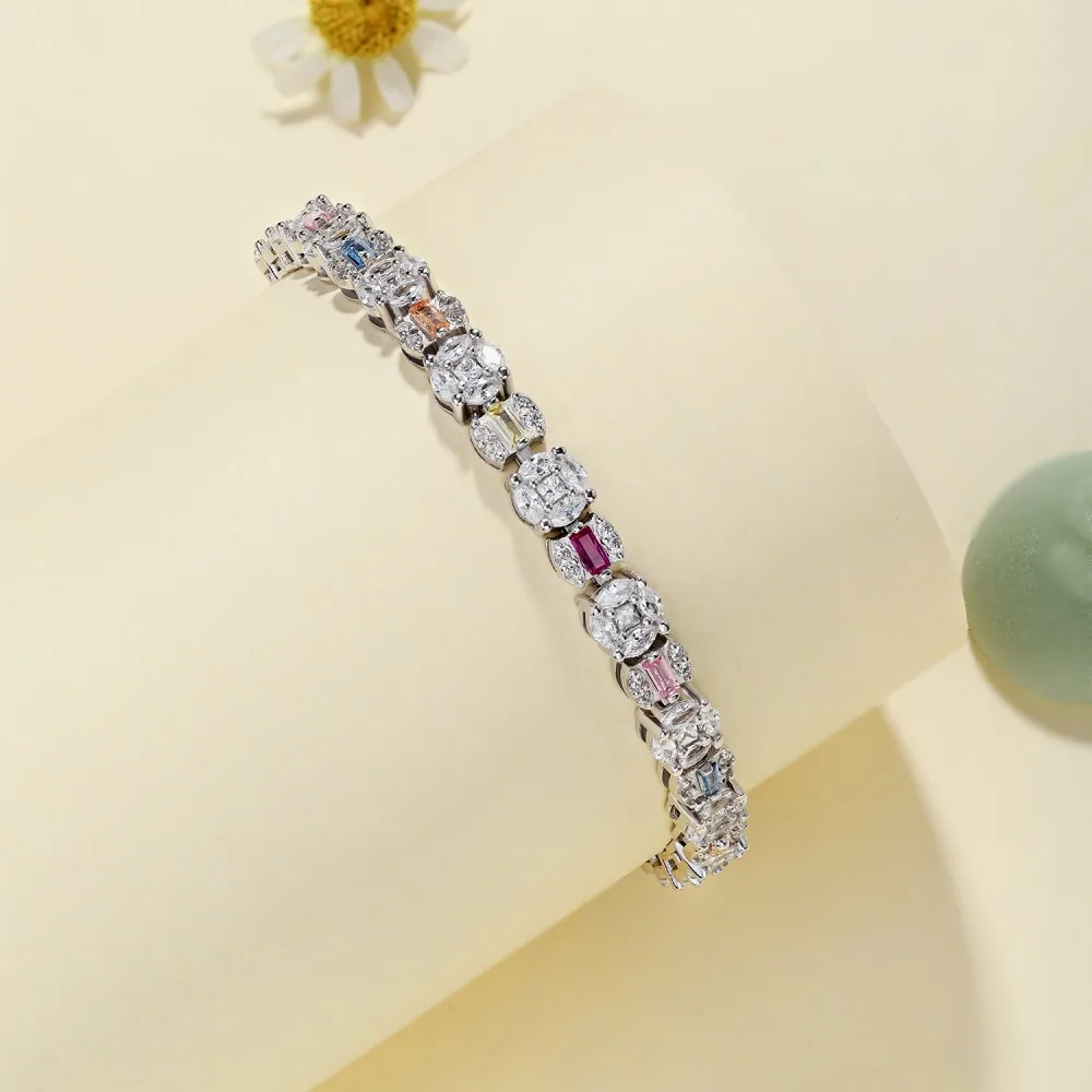 Luxury Rainbow Vintage Zirconia Tennis Chain Bracelet 100100087 - image1
