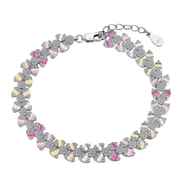 Luxury Rainbow Zirconia Leaf Tennis Chain Bracelet 100100089