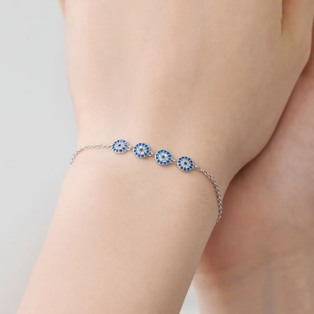 Blue Evil Eye Zirconia Adjustable Bracelet 100100095 - image1