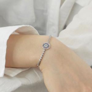 Blue Evil Eye Zirconia Adjustable Bracelet 100100099
