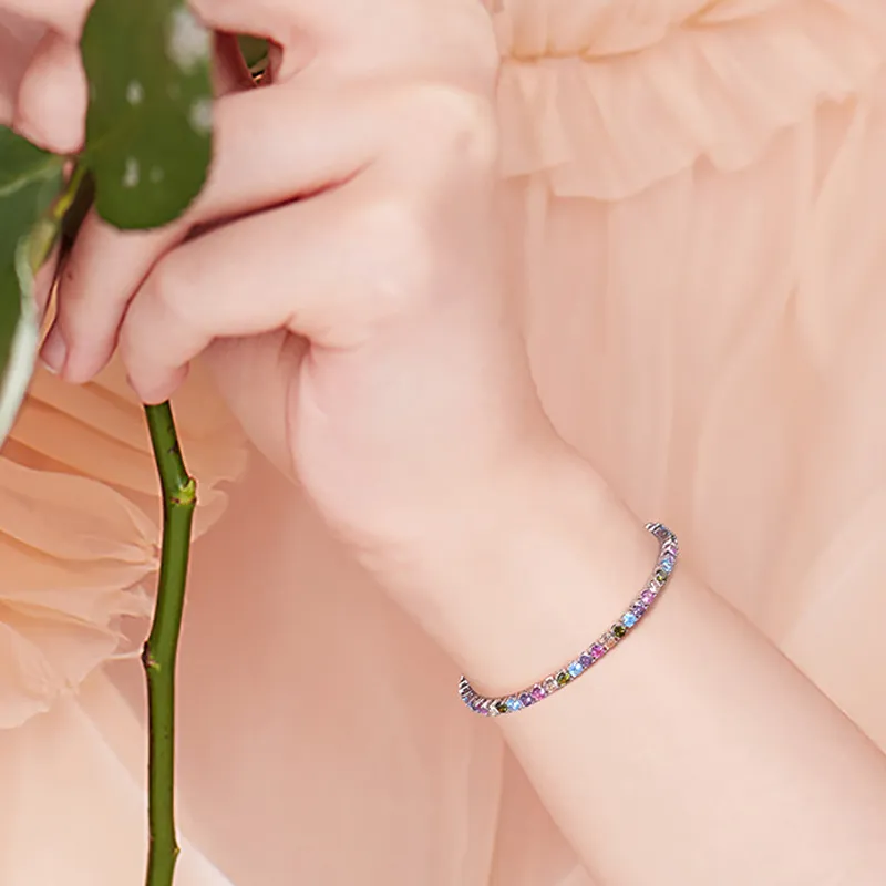 Colorful Zirconia Tennis Bracelet 100100100 - image1