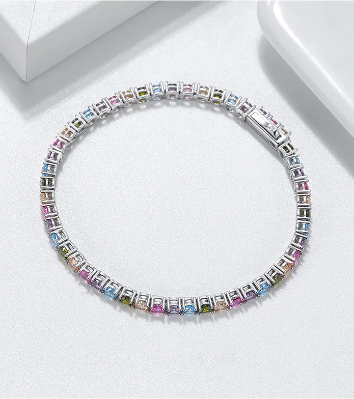 Colorful Zirconia Tennis Bracelet 100100100 - image2