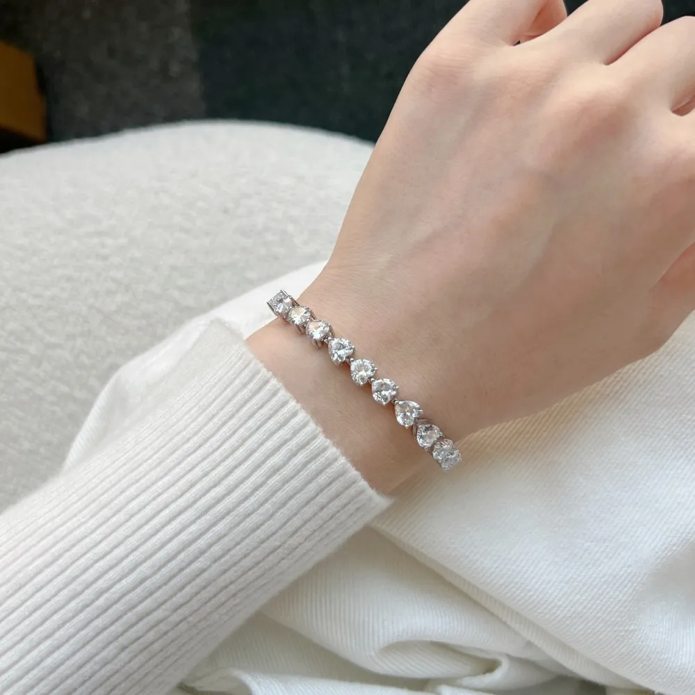Sparkle Love Heart Zirconia Chain Bracelet 100100101 - image2