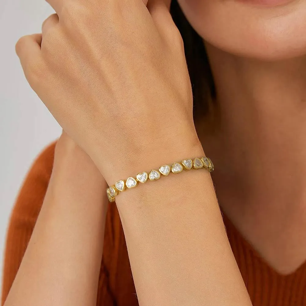 Lovely Heart Zirconia Chain Bracelet 100100102 - image1