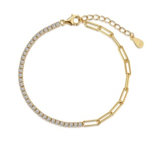 Linked Clips Zirconia Chain Bracelet 100100111