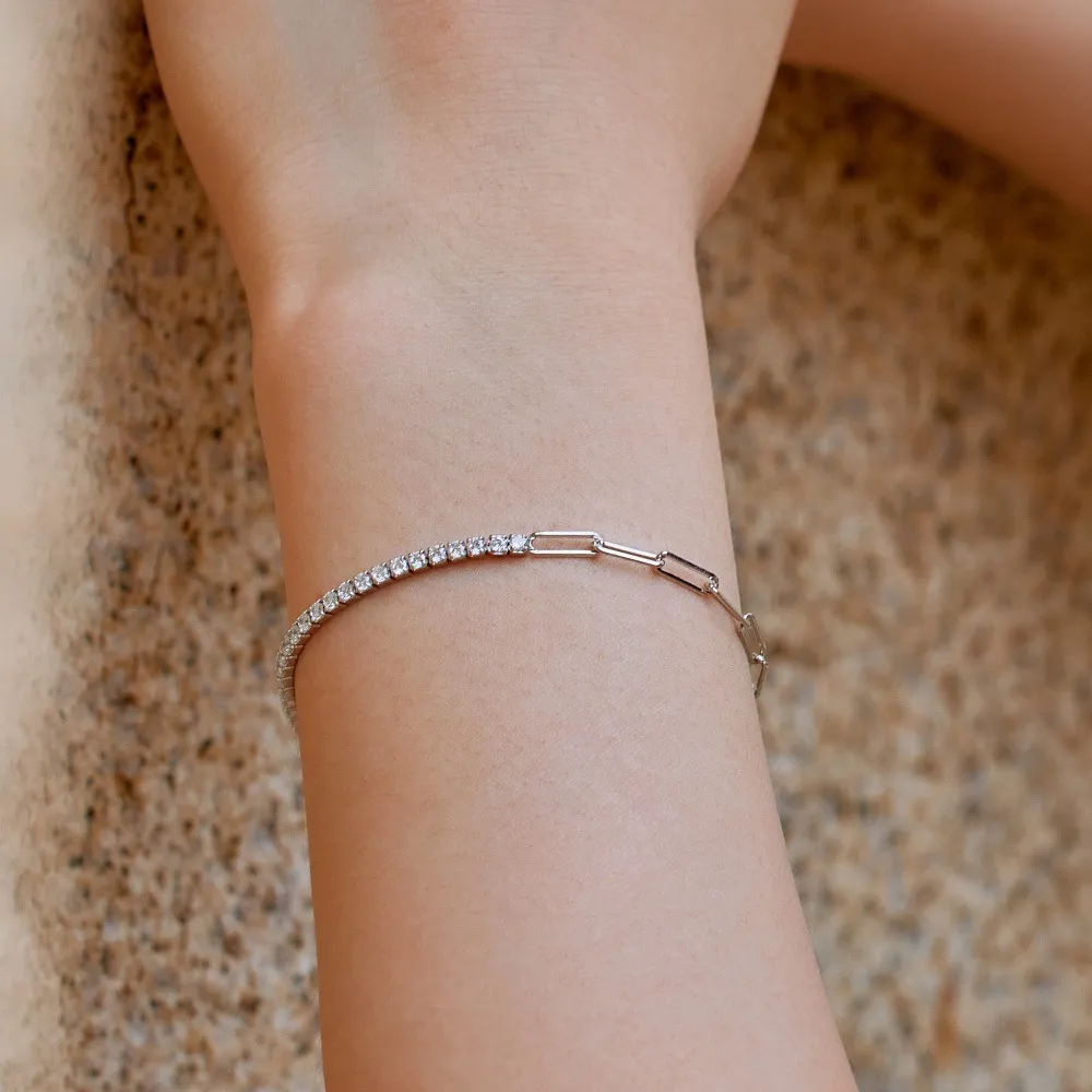 Linked Clips Zirconia Chain Bracelet 100100111 - image2
