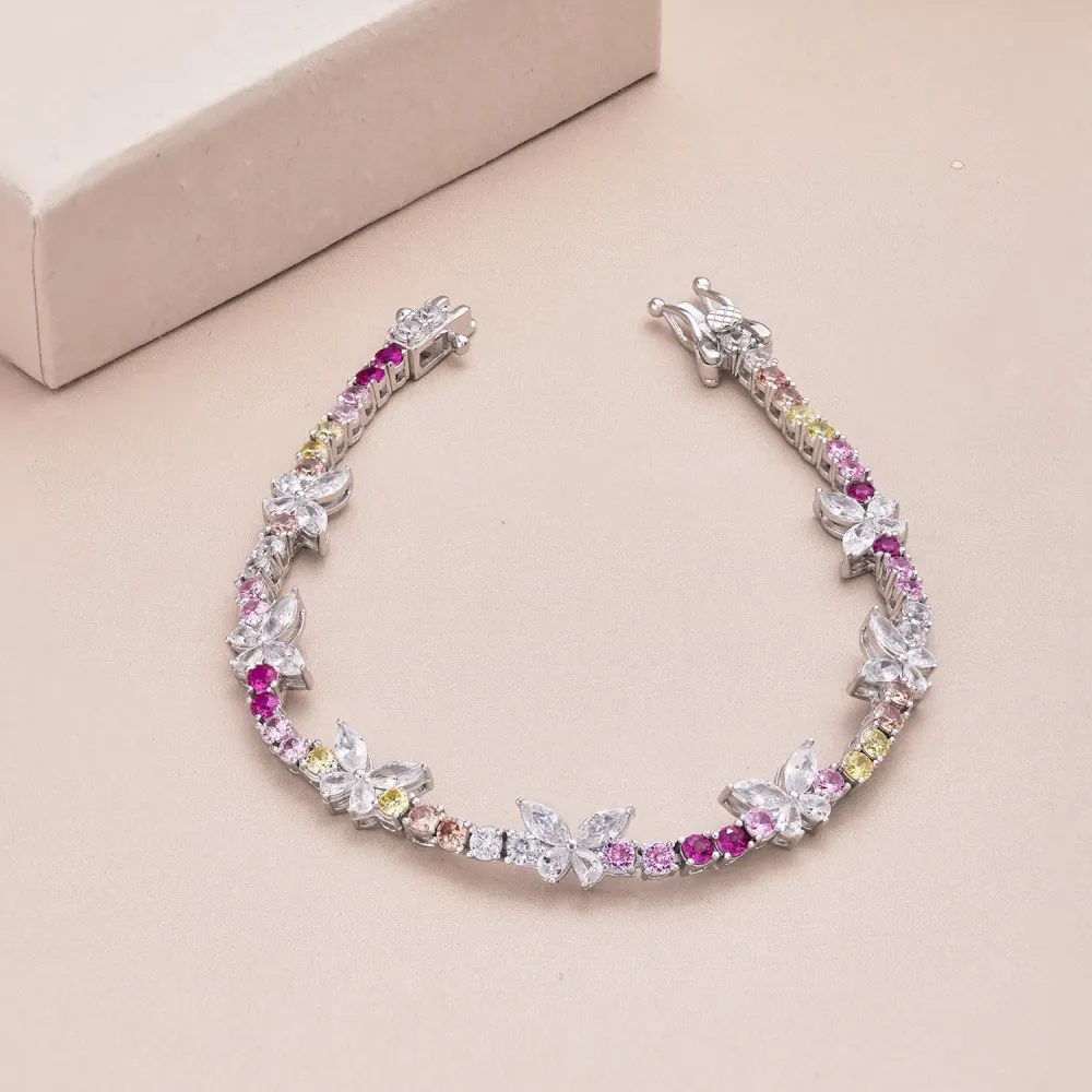 Luxury Colorful Tennis Zirconia Butterfly Bracelet 100100113 - image1