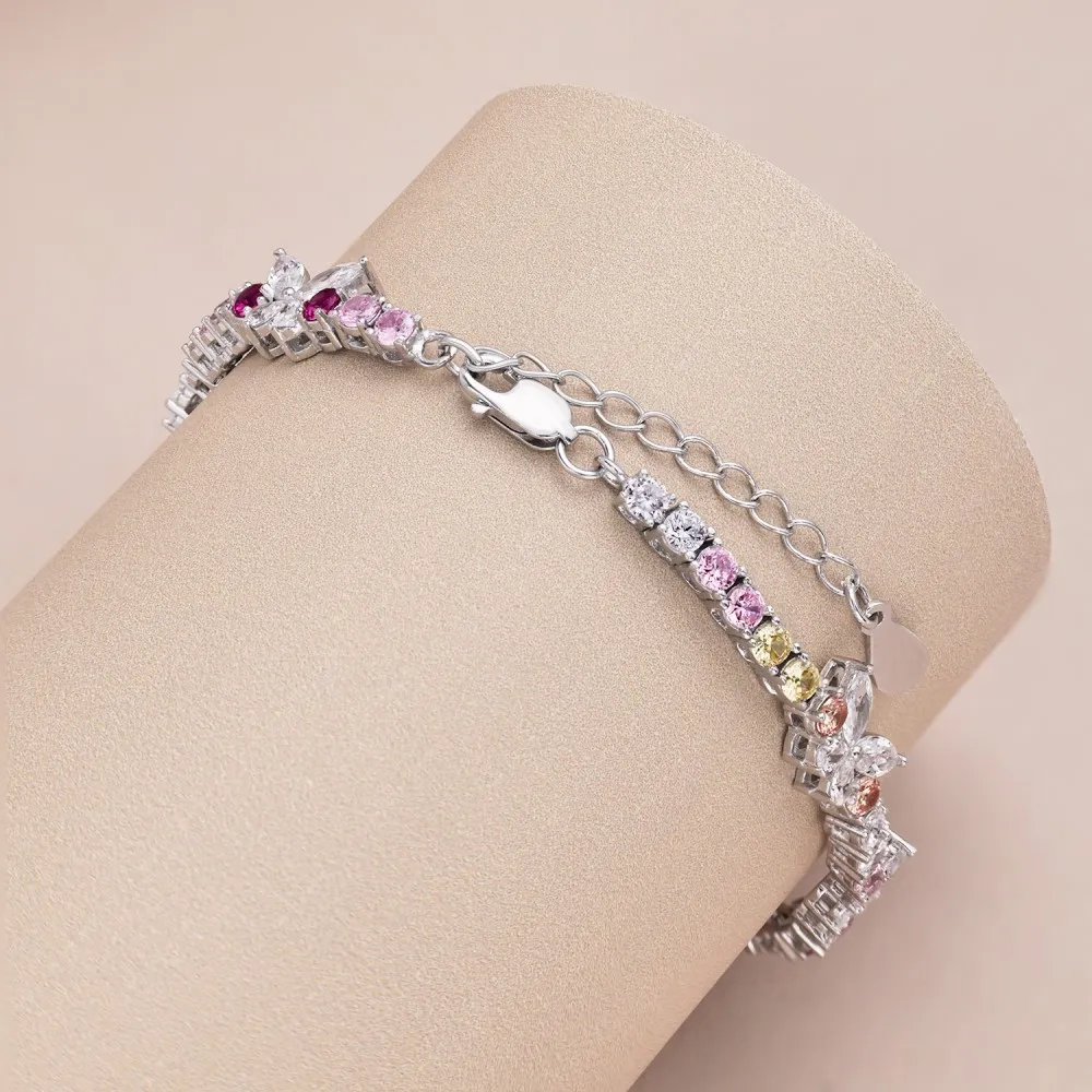 Luxury Colorful Tennis Zirconia Butterfly Bracelet 100100114 - image1