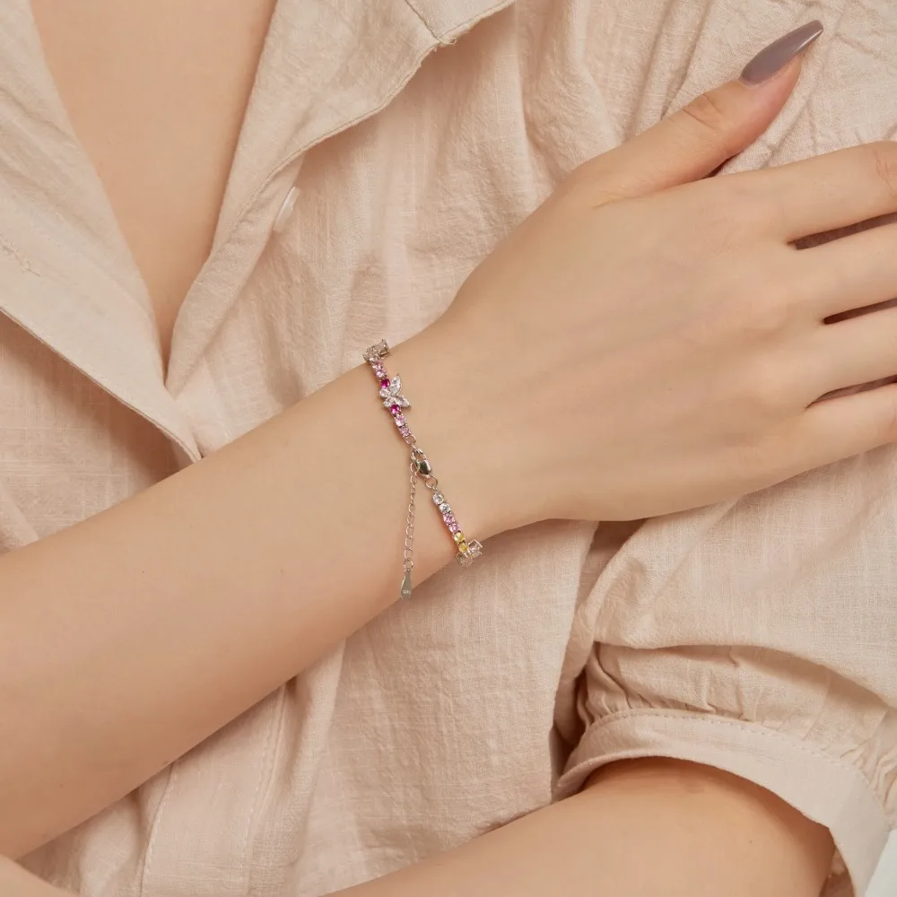 Luxury Colorful Tennis Zirconia Butterfly Bracelet 100100114 - image2