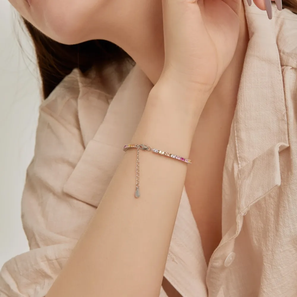 Luxury Colorful Tennis Zirconia Heart Bracelet 100100115 - image1