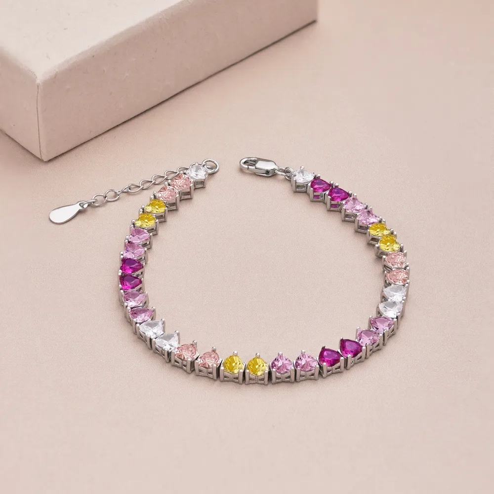 Rainbow Heart Tennis Zirconia Bracelet 100100118 - image2