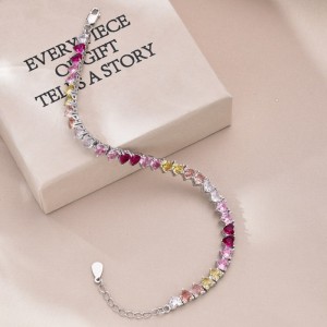 Rainbow Heart Tennis Zirconia Bracelet 100100118
