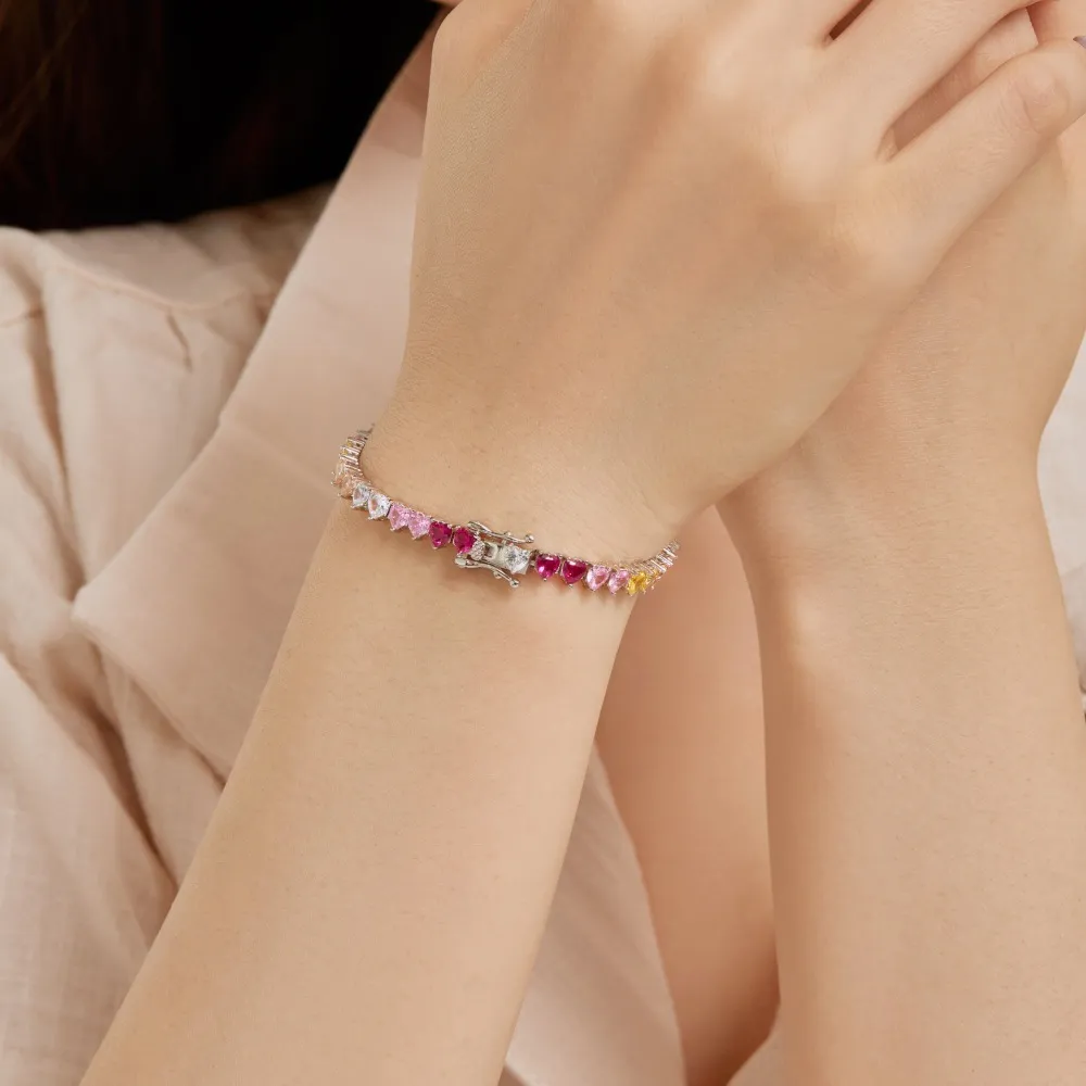 Rainbow Heart Tennis Zirconia Bracelet 100100120 - image2