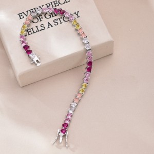 Rainbow Heart Tennis Zirconia Bracelet 100100120
