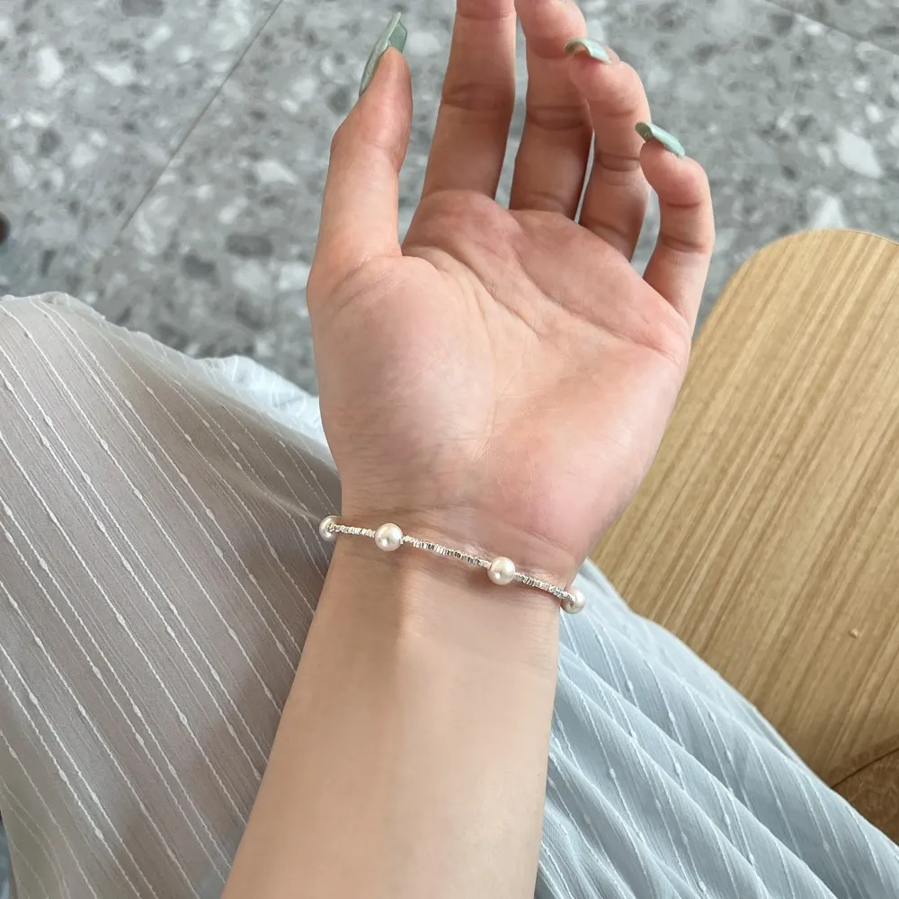Linked Beads Natural Pearl Bracelet 100100126 - image2
