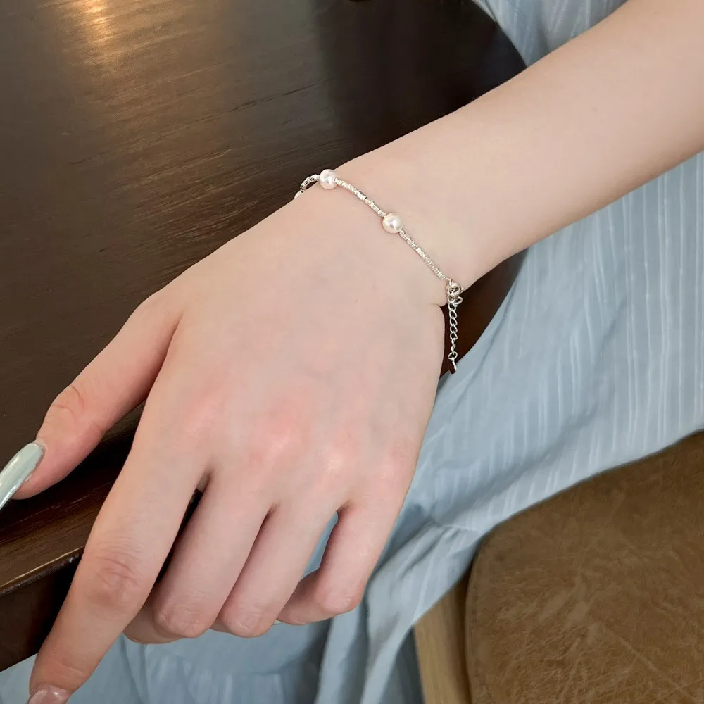 Linked Beads Natural Pearl Bracelet 100100126 - image1