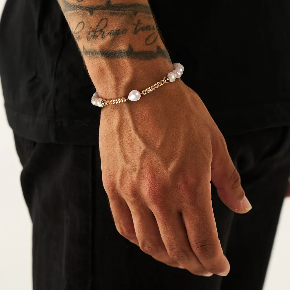 Natural Baroque Pearl Chain Bracelet 100100128 - image1