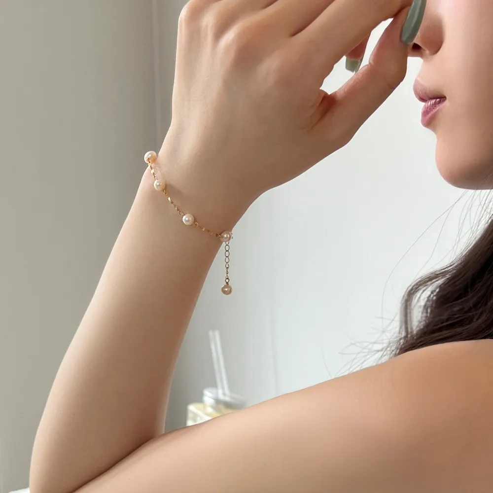Lovely Baroque Pearl Chain Bracelet 100100132 - image2