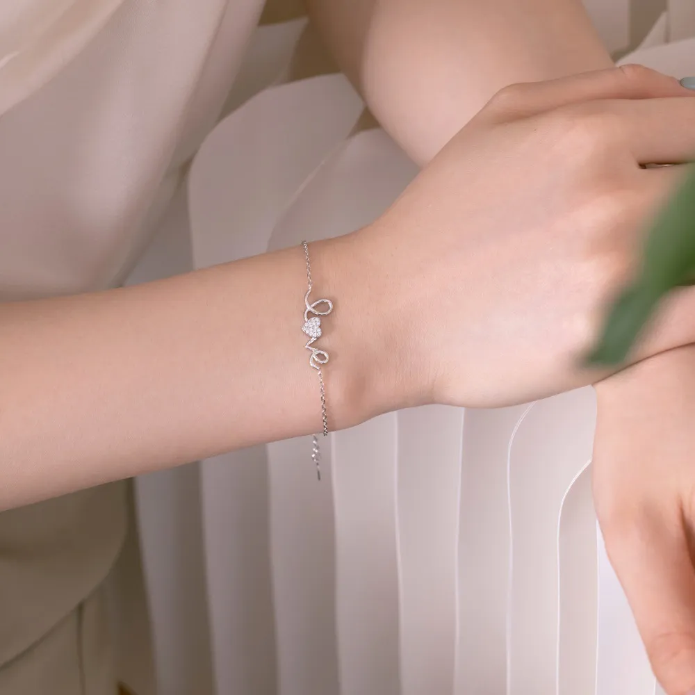 LOVE Letter Zirconia Heart Chain Bracelet 100100133 - image1