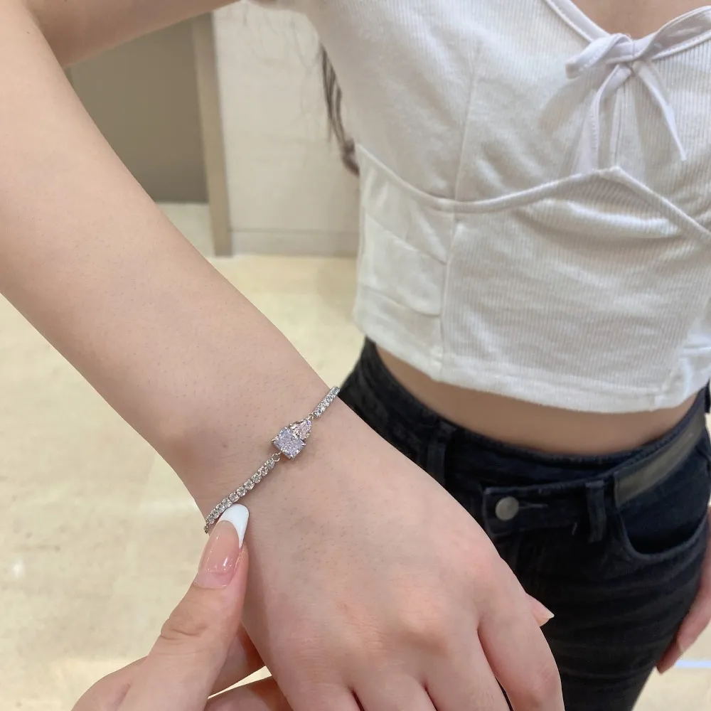 8A Heart Zirconia Tennis Chain Bracelet 100100139 - image2