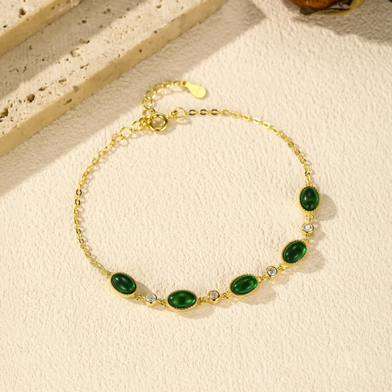 S925 Vintage Emerald Zirconia Bracelet 100100154 - image2