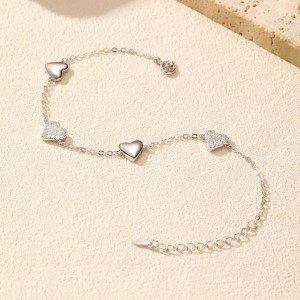 925 Sterling Silver Zirconia Heart Bracelet 100100156