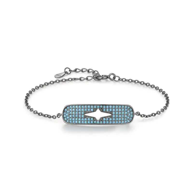 925 Sterling Silver Turquoise Star Bracelet 100100164