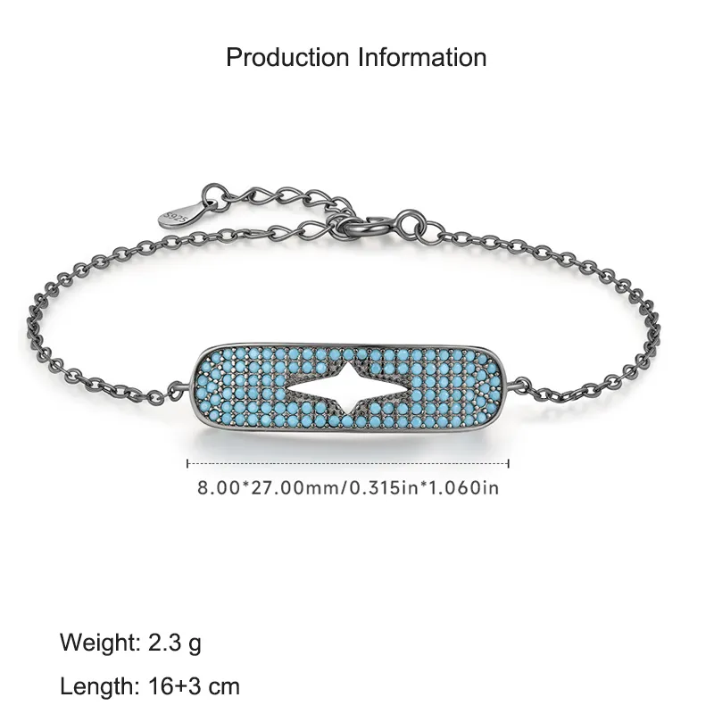 925 Sterling Silver Turquoise Star Bracelet 100100164 - image2
