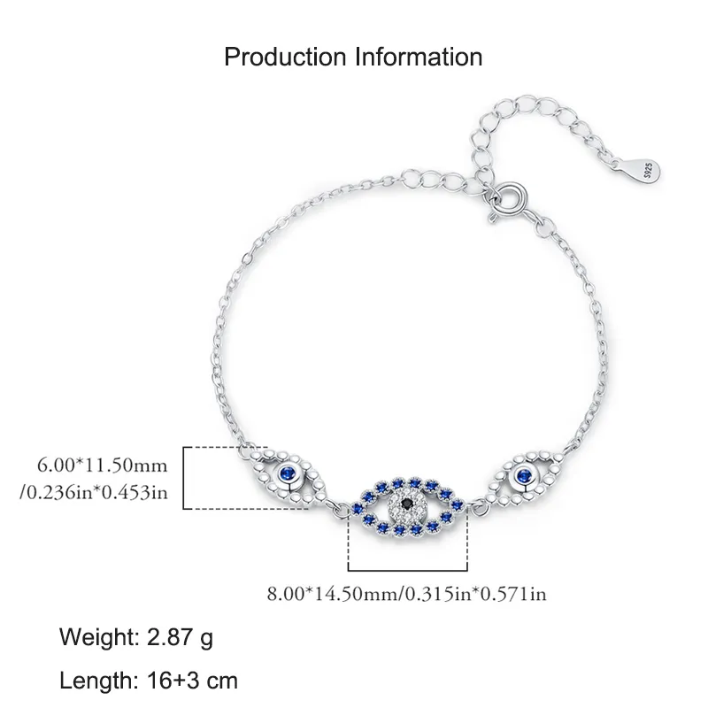 925 Sterling Silver Sparkle Zirconia Eye Bracelet 100100166 - image2