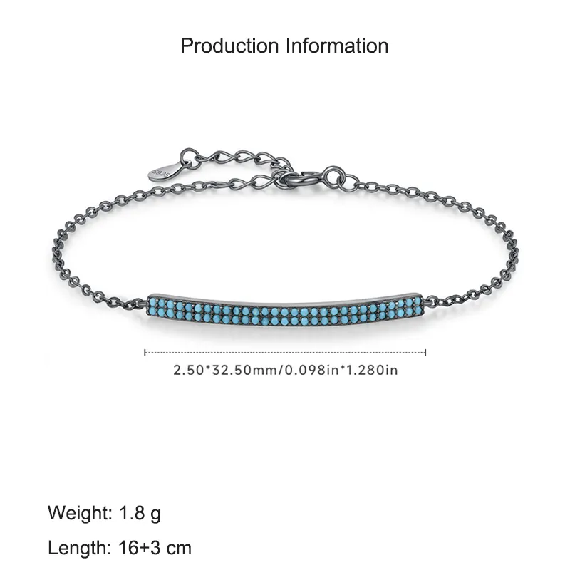925 Sterling Silver Vintage Punk Turquoise Bracelet 100100169 - image2