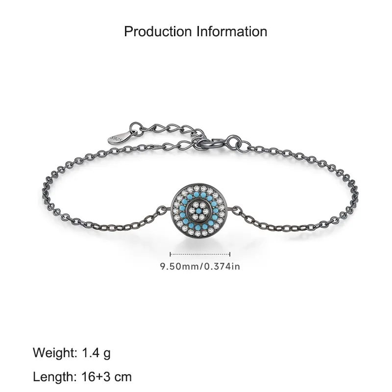 925 Sterling Silver Vintage Turquoise Zirocnia Bracelet 100100170 - image2