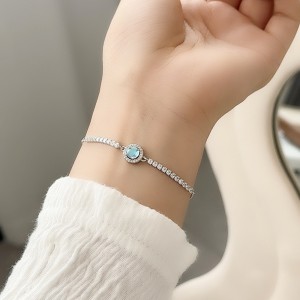 925 Sterling Silver Moonstone Sparkling Tennis Bracelet 100100177