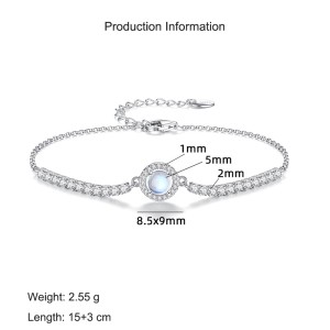 925 Sterling Silver Moonstone Sparkling Tennis Bracelet 100100177
