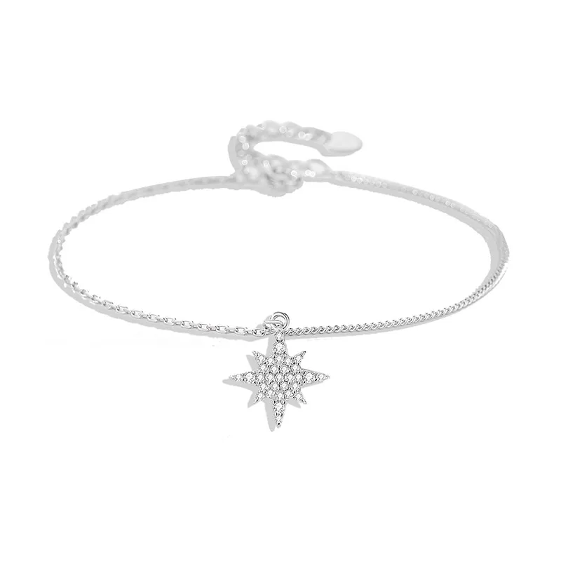 925 Sterling Silver Sparkling Zirconia Star Bracelet 100100179