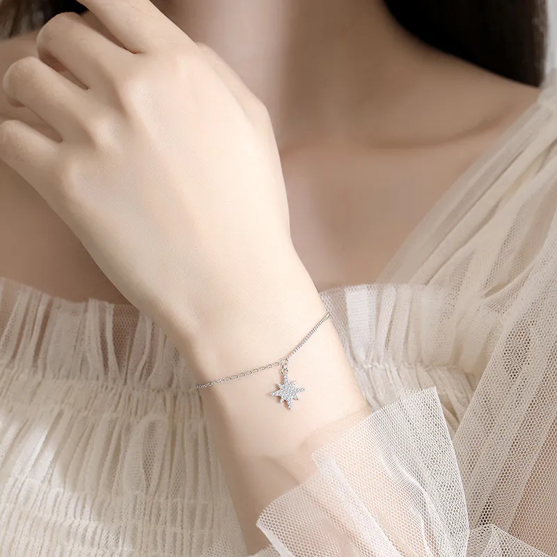 925 Sterling Silver Sparkling Zirconia Star Bracelet 100100179 - image1