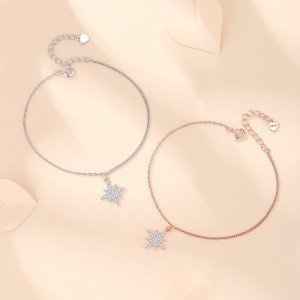 925 Sterling Silver Sparkling Zirconia Star Bracelet 100100179