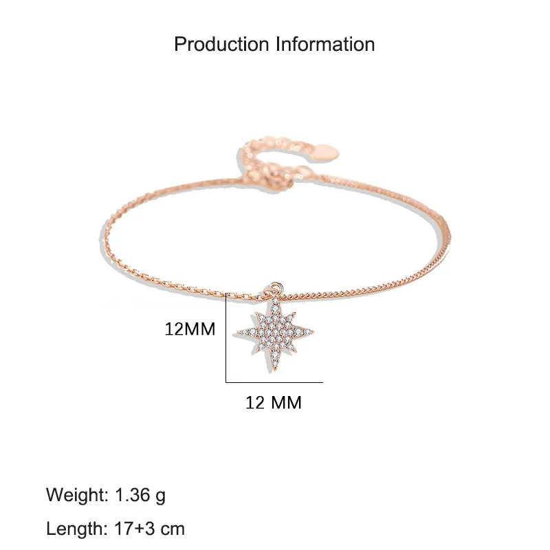 925 Sterling Silver Sparkling Zirconia Star Bracelet 100100179 - image2
