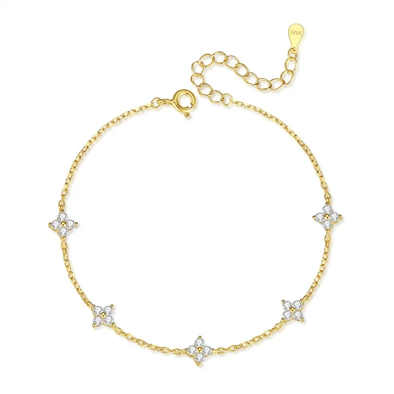 925 Sterling Silver Lucky Clover Link Bracelet 100100184