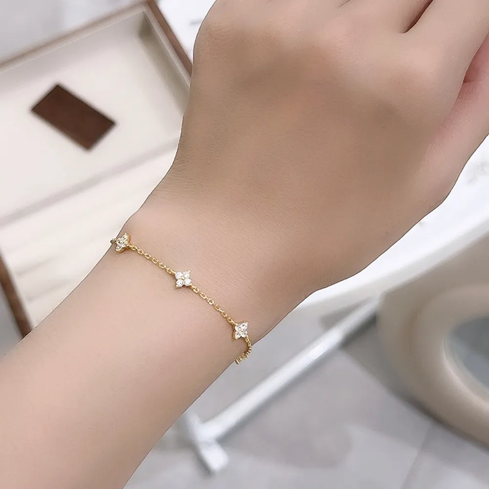 925 Sterling Silver Lucky Clover Link Bracelet 100100184 - image1