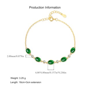 925 Sterling Silver Vintage Green Candy-Style Bracelet 100100188
